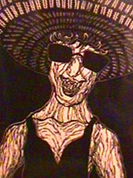 Babette Katz linocut Sunhat detail