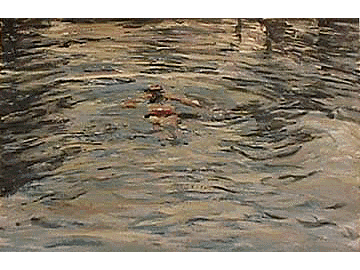 Gilbert Ryan animation of Swimmer encaustic
