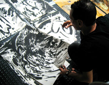 Guillermo Cuello with drawings