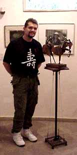 Javier Astorga  with steel maquette for Horse of the Wind