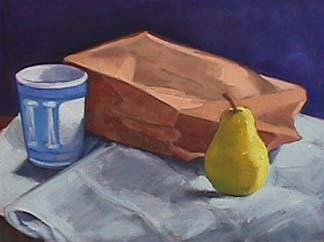 Kate Wattson still life painting Brown Bag