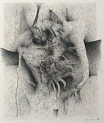 Cataline Chervin ink drawing Crucifixion