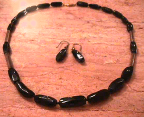 Black Coral & Czech Glass Necklace & Earrings