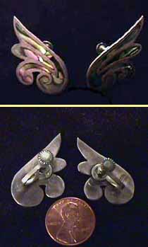 vintage mexican silver abalone earrings