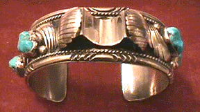 Navajo Silver & Turquoise Watch Bracelet