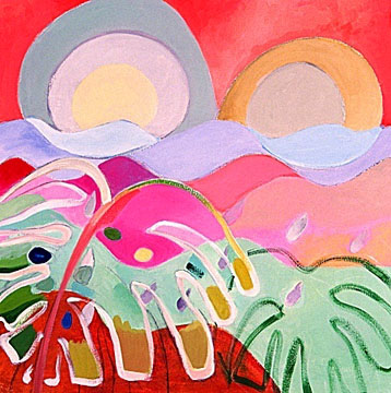 Diane Churchill painting Sun & Moon Tepoztlán