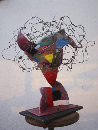 Javier Astorga assemblage sculpture Little Fox Hidden in a Tree
