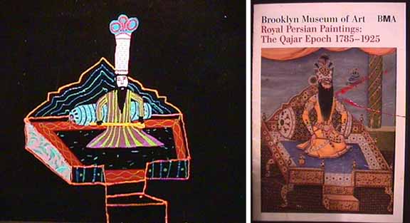 Comparison of detail from painting Brooklyn Museum Brochure and actual source