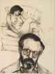 Sigmund Abeles lithograph Self Portrait with Glasses and Model